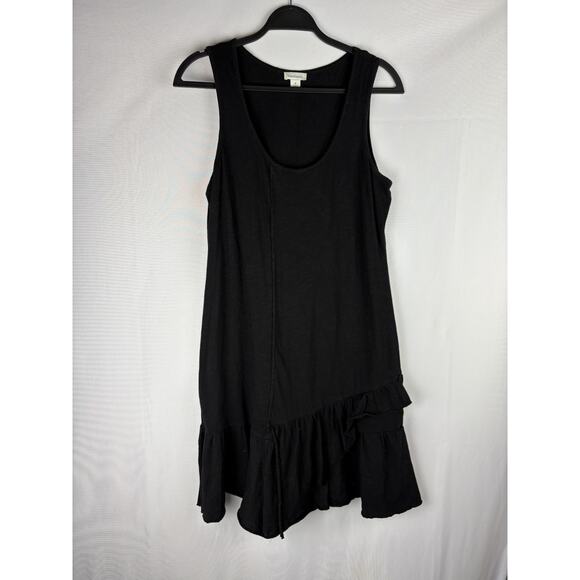 Sundance Sleeveless Dress Sz Medium Black Drop Waist Raw Hem Comfy Soft Cotton - Picture 1 of 5